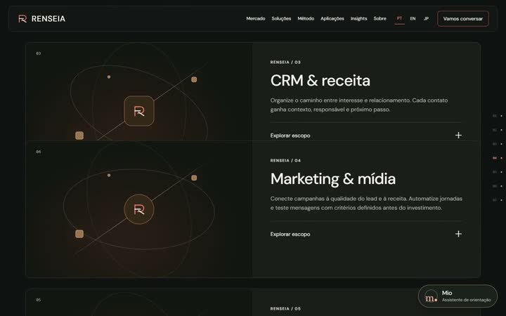 RENSEIA — Real capture of the public site, October 10–11, 2026.